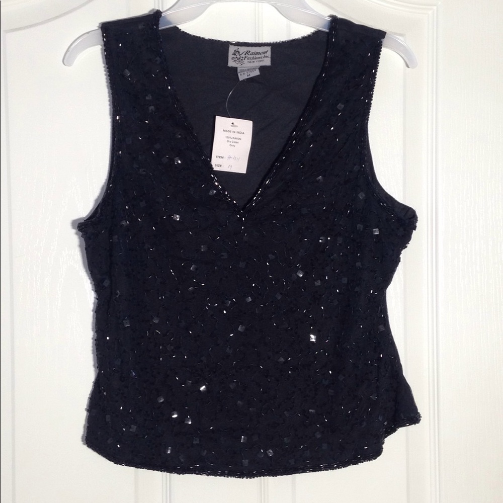 FINAL MARKDOWN Women's Beaded/Sequined Black Evening Top medium